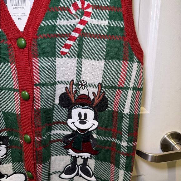 NWT Her Universe Disney Mickey and Minnie Mouse Embroidered Holiday Sweater Vest - Picture 3 of 16